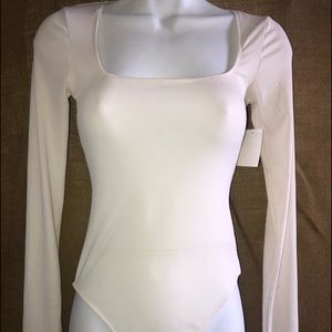 Topshop cream ribbed body suit